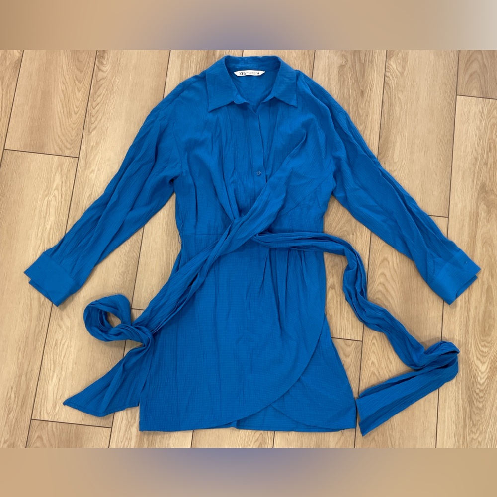 Zara mini blue wrap dress